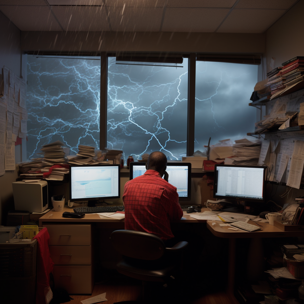 Small business owner stressed over IT maintenance failure in North Texas office