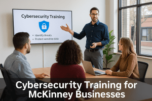 McKinney small business employees participating in cybersecurity awareness training